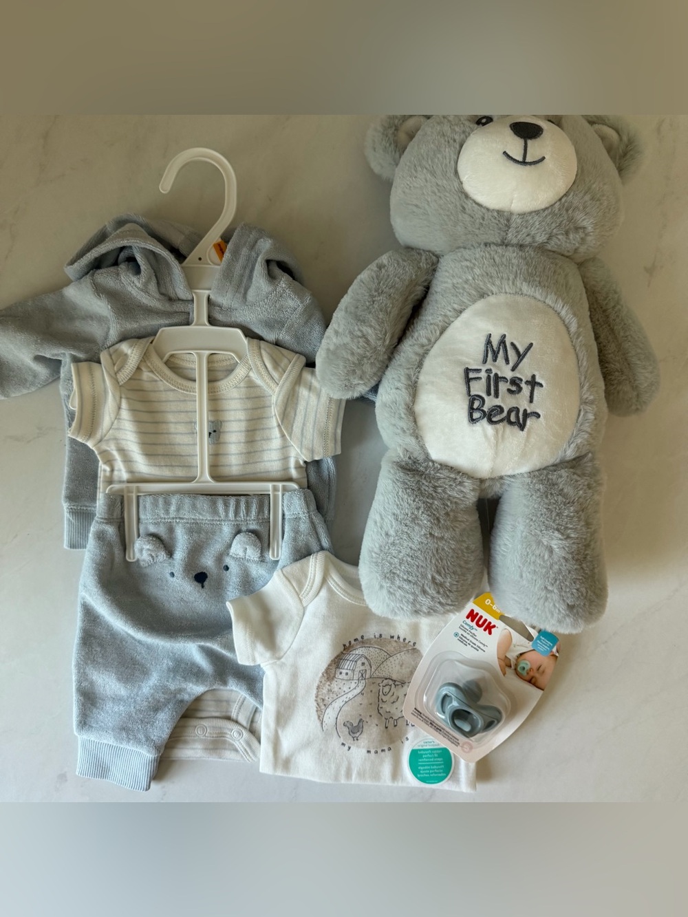 NEW!! Baby Gift Bundle - Carter's Newborn Bodysuit with Plush Toy and Pacifier